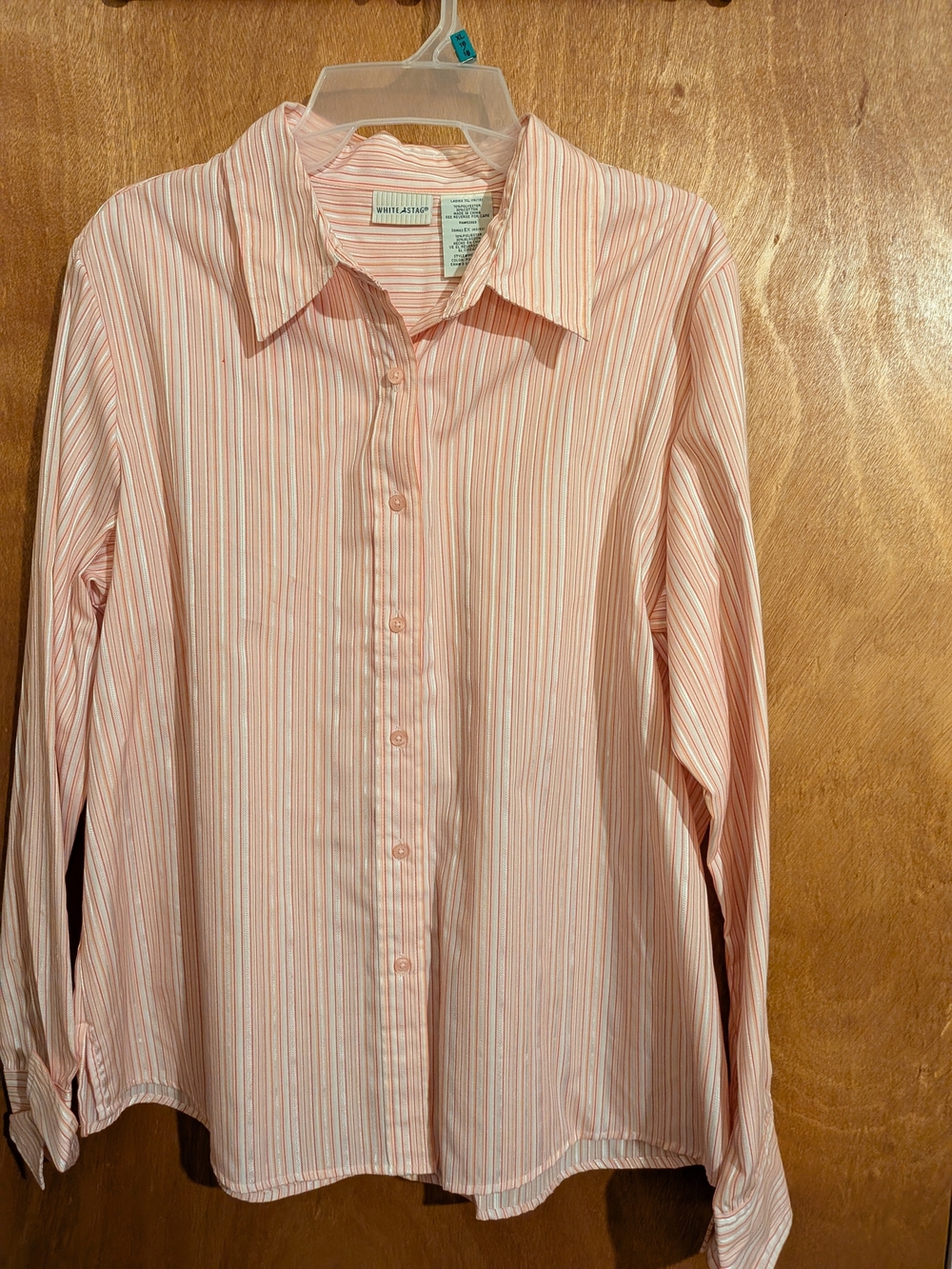 White Stag Women's Long-Sleeve Pink & White Stripe Dress Shirt
